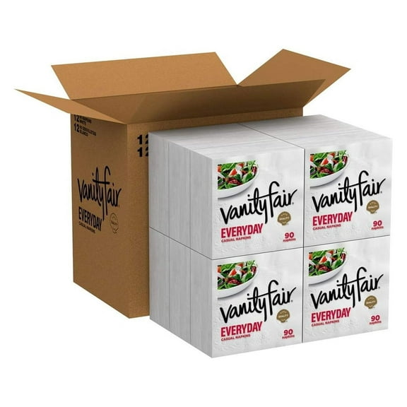 Everyday Napkins, 1080 Count, White Paper Napkins, 90 Count (Pack of 12)