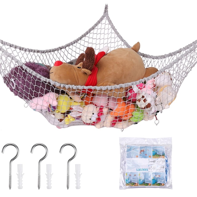 Red Colgante Extra Grande para Peluches LXUNYI, Red de Malla para Juguetes