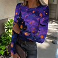 thumbnail image 2 of Akmaiox Halloween Long Sleeve Shirt for Women, Printed Crew Neck Slim Fitted Pullover Going Out Tops, Soft Knitted Holiday Base Layer Blouses, 2 of 6