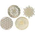 thumbnail image 1 of piezas de arte de pared de geometría sagrada con cuadrícula de flor de la vida, decoración de madera con acento, tablero de cuadrícula de cristal de madera, escultura de pared de madera, 1 of 8