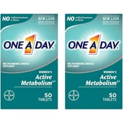 2 Pack One-A-Day Womens Active Metabolism Complete Multivitamin Tablets 50 Each