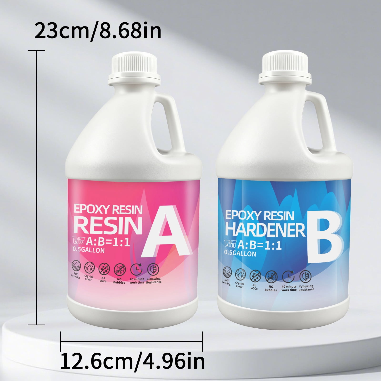 Crystal Clear Epoxy Resin Kit 1GAL With 4 luminous powder- 1:1 Mixing Ratio, Bubble Free & Anti-Yellowing - High Gloss Casting & Coating Resin for Jewelry, River Tables, Bar Top, Countertops & Wood