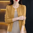 thumbnail image 5 of QIYAGBSA Cardigan Sweater for Women Round Neck Button Front Long Sleeve Stretch Knit Lightweight for Office and Daily Wear (Yellow L), 5 of 6