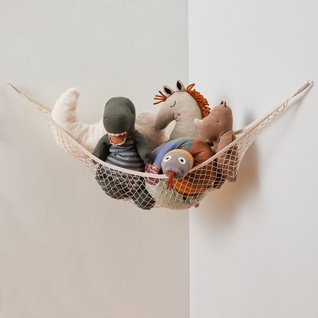 3 Sprouts Hamac pour Toutous - Filet d'Angle Mural pour Organiser les Jouets pour Grands Toutous, Solution de Rangement pour Oursons, Support de Hamac pour Toutous - Comprend des Ancres et des Crochets