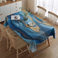 thumbnail image 2 of Blue White Gold Marble Pattern Rectangle Tablecloth 60"x84",Waterproof Polyester Rectangle Table Cloth, Wipeable Spillproof Polyester Tablecloth for Dining, Camping, Indoor and Outdoor, 2 of 5