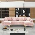 thumbnail image 4 of Rophefx 114" Sectional Sofa for Living Room,Modern Velvet Couch,U-Shaped Sofa with Chaise and Ottoman,Pink, 4 of 10
