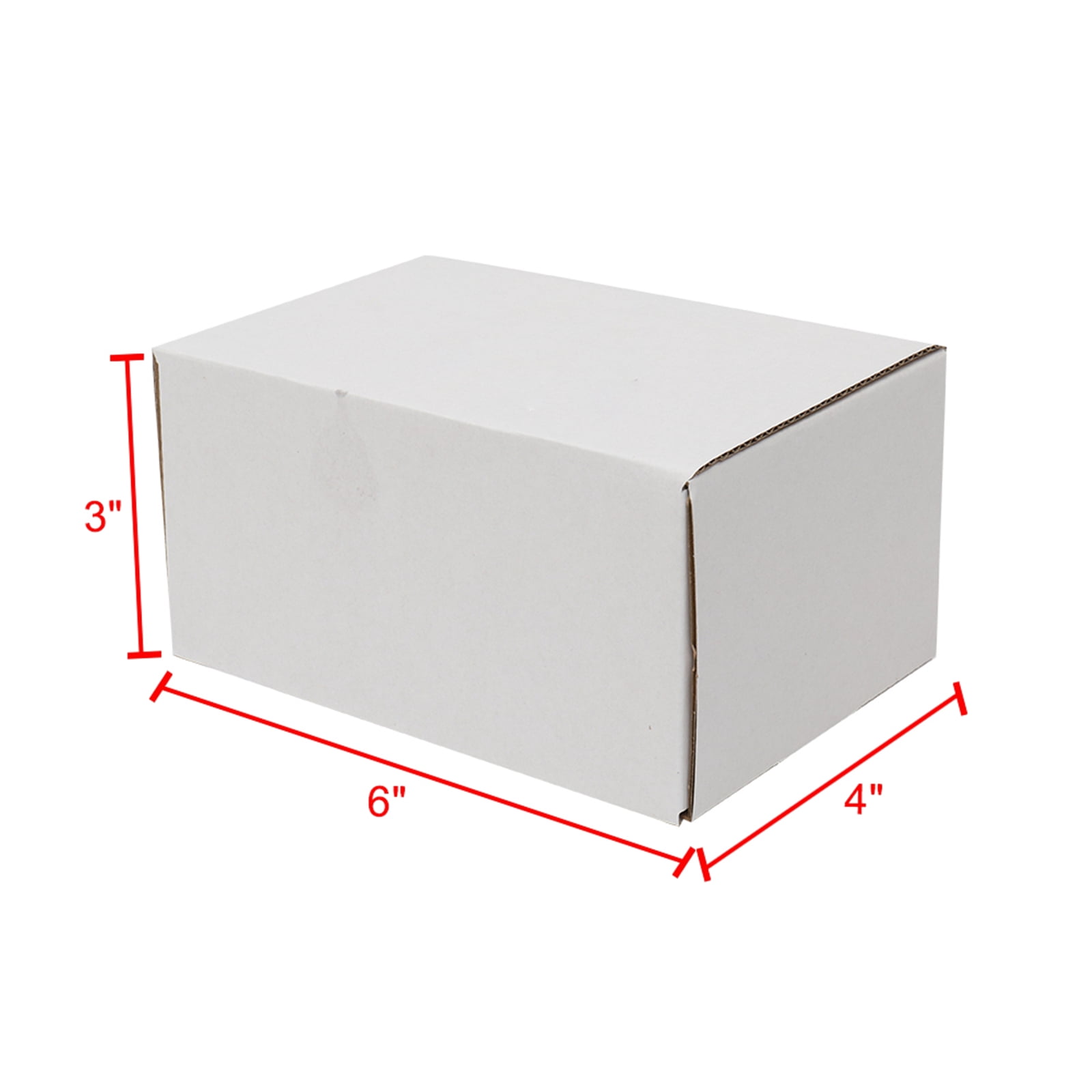 50 Corrugated Paper Boxes 6x4x3", White Outside and Yellow Inside