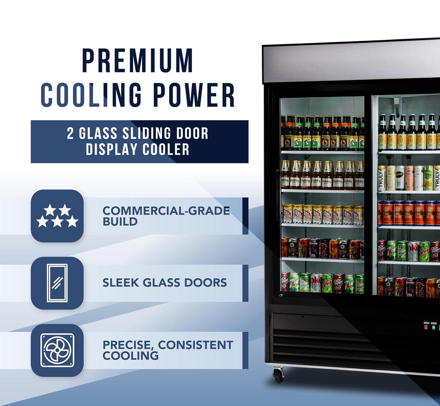 Cooler Depot 44 inchs, 35 cu. ft,  Commercial Glass Display Refrigerator, NSF Certified.