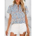 thumbnail image 4 of PRETTYGARDEN Boho Short Sleeve Floral Work Blouses for Women Dressy Casual V Neck Puff Sleeve Loose Chiffon Flowy Tops Shirts, 4 of 7