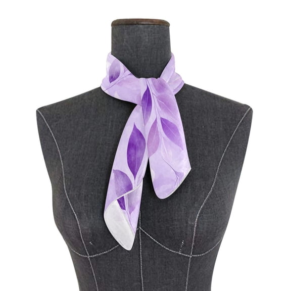 Square Scarf 24x24 Inch Misty Purple Leaves Silky Satin Sun Protection Neck Scarf for Women Multi-Purpose Head Wrap Bandana for Hair Bag Decoration