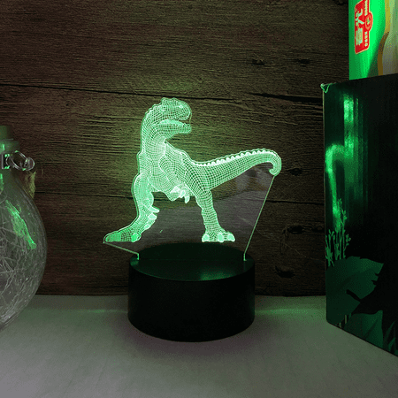 

JUSTUP Dinosaur Series Night Light 16 Colors 3D LED Illusion Lamp Remote Control Toys Children s Home Decoration Light -- Dinosaur Q（Black Seat）