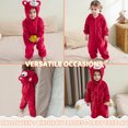 thumbnail image 3 of Sewkxo Toddlers Bear Costume Cosplay Rompers Flannel Fuzzy Fall Winter Hooded Jumpsuits,Red 90, 3 of 6