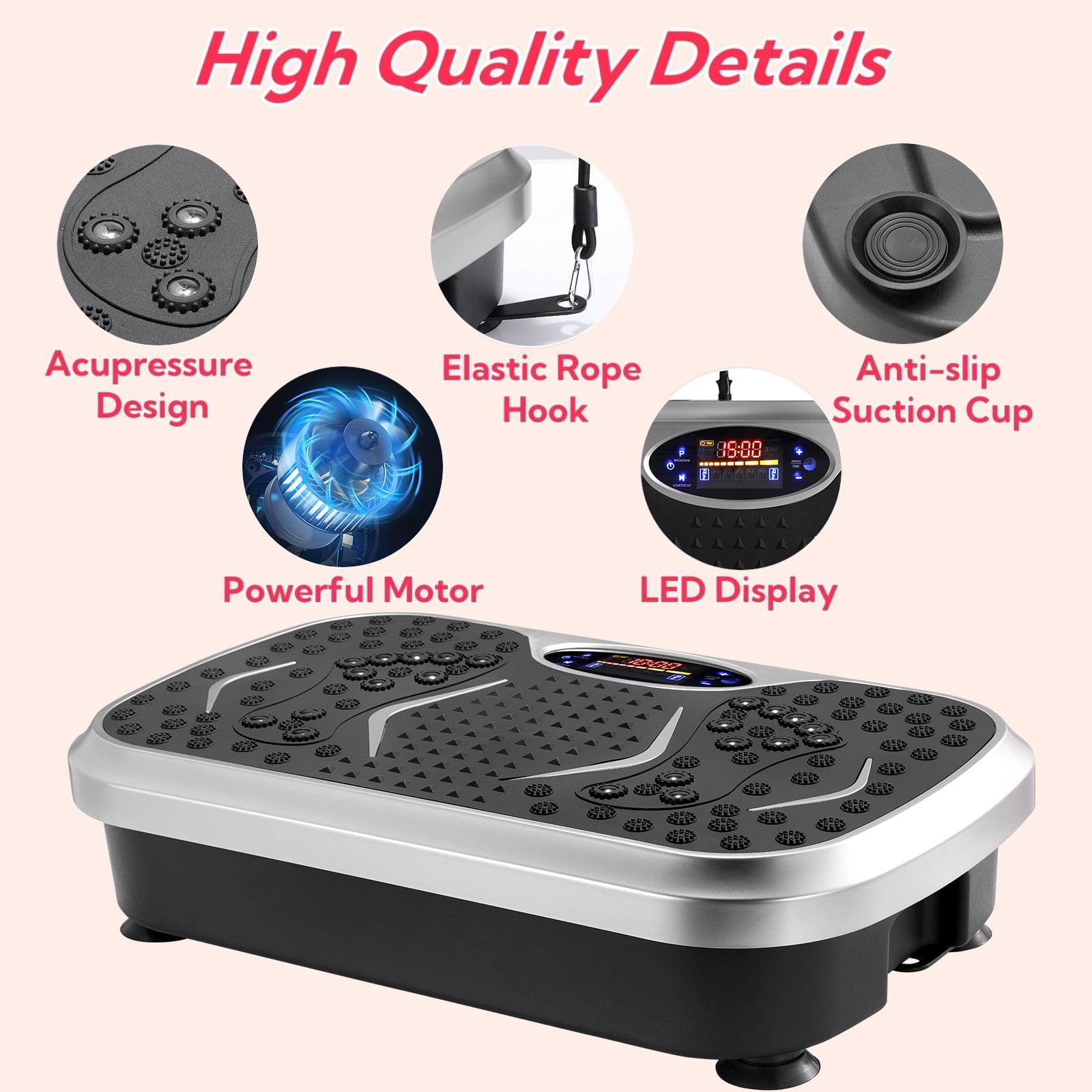 Arlopu Vibration Plate, Whole Body Workout Vibration Fitness Platform with 2 Resistance Bands