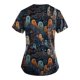thumbnail image 3 of Camisa de manga corta con cuello en V y temática de Halloween para mujer: lindo estampado de fantasmas y murciélagos: cómoda y elegante, 3 of 3
