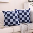 thumbnail image 1 of Alysheer Fundas de almohada decorativas bordadas a cuadros, 18.0 x 18.0 in, juego de 2 fundas de cojín clásicas y elegantes de lona de algodón con estampado de cuadros azul marino para sofá, cama, sal, 1 of 1