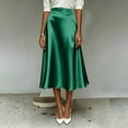 thumbnail image 4 of Squevariel Womens Satin Silk Midi Skirt Casual High Waist Skirts Fashion Soft Solid Color Long Skirt, 4 of 8