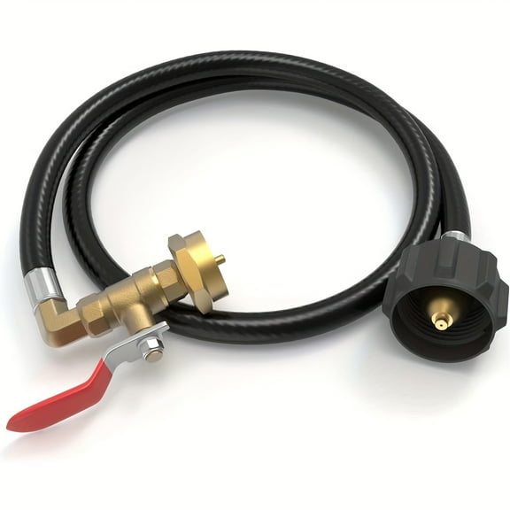 3ft Propane Refill Hose - Fill 1lb Tanks from 20lb - QCC1 Fitting - 350 PSIG - For Camping, RV, Grills - On/Off Valv