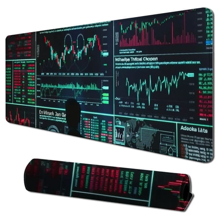 Erxjss Stock Market Invest Day Trader Trading Candlestick Finance Gifts Financial Securities Gaming Keyboard Mouse Pad Mousepad Desk Mat Huge Extended Stitched Rubber Sole for Home Office 31.5x11.8 in