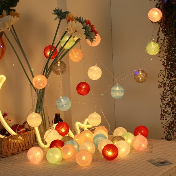 Cadena de luz Irfora Luces de cadena de bolas de hilo de coser de algodón LED para el hogar, fiesta de Navidad, festival de bodas, lámpara de cadena decorativa Irfora Cadena de luz