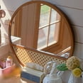 thumbnail image 3 of 1:6 Scale Dollhouse Mirror Miniature Tabletop Makeup Mirror Round for 12 inch Doll Wall Mirror Decoration Accessories Mini Furniture Cherry Wood, 3 of 9