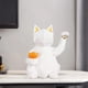 thumbnail image 1 of Escultura de decoración de gato de la , de Animal abstracto, estatua de resina de superficie geométrica, para decoración de blanco Soledad Figura gato de la suerte, 1 of 10