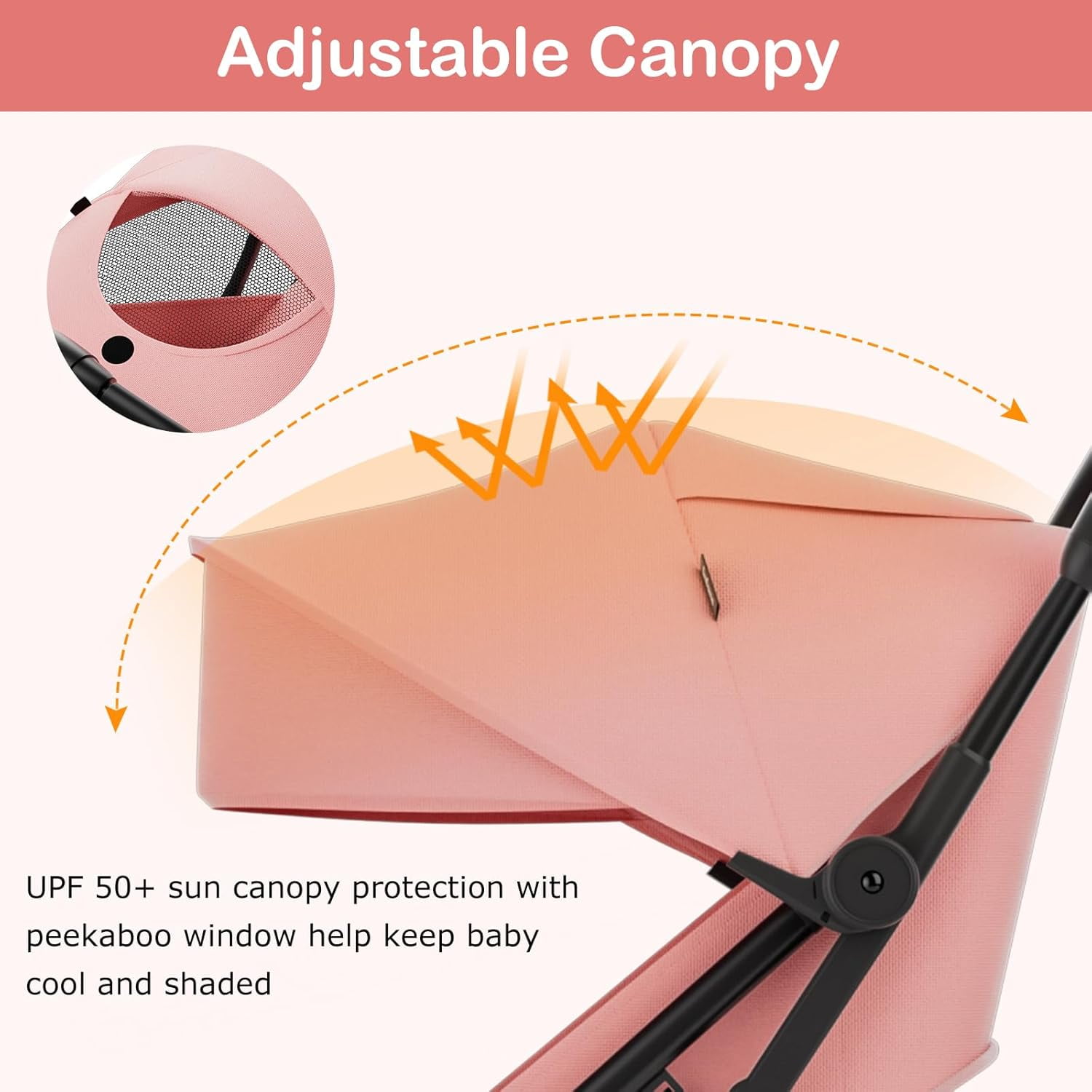INFANS Lightweight Baby Stroller, 1 Second Fold, Compact Travel Stroller for Airplane with Aluminium Frame, Adjustable Backrest and Canopy, Foldable Infant Toddler Stroller