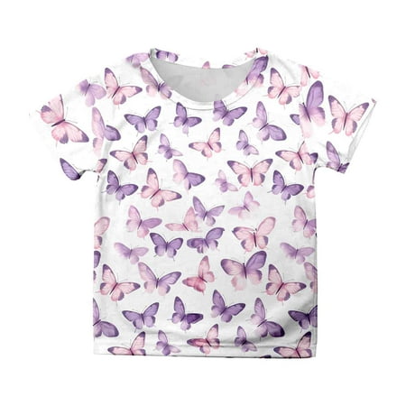 Print Short Sleeve Tee for Girls Casual Comfort Kids Tops and Shirts Everyday Play Outfit
