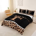 thumbnail image 2 of Manfei Leopard Print Letter F Bow Queen Duvet Cover Set, Fashion Diamond Bedding for Girls Women, Black Reversible, 1 Duvet Cover and 2 Pillowcases (No Comforter), 2 of 5
