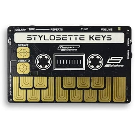 Stylosette – The Original Pocket Synthesizer in Portable Cassette Size. Play Tunes in an Instant with the Touch Keyboard and inbuilt Speaker. Extra features include FX & Expansion Port.
