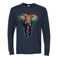 thumbnail image 2 of Wild Bobby, Colorful Rainbow Floral Elephant Animal Lover Mens Long Sleeve Shirt, Vintage Heather Navy, Small, 2 of 3
