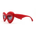 thumbnail image 3 of Womens Bold Balloon Bloated Thick Rim Oversize Cat Eye Sunglasses Red Black, 3 of 4