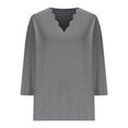 thumbnail image 2 of Rollbacks & More GaThRRgYP Plus Size Blouse for Women,Women's Summer Solid Color Quarter Sleeve Temperament V-neck Pullover Top Gray XXL, 2 of 6