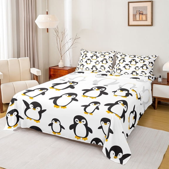 Castle Fairy Cartoon Penguin Twin Sheet Sets,Kawaii Wildlife Bedding