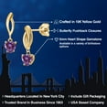 thumbnail image 2 of Gem Stone King 10K Yellow Gold Fancy Purple Zirconia Dangle Earrings for Women | 0.88 Cttw | Gemstone Birthstone | Heart Shape 5MM, 2 of 6
