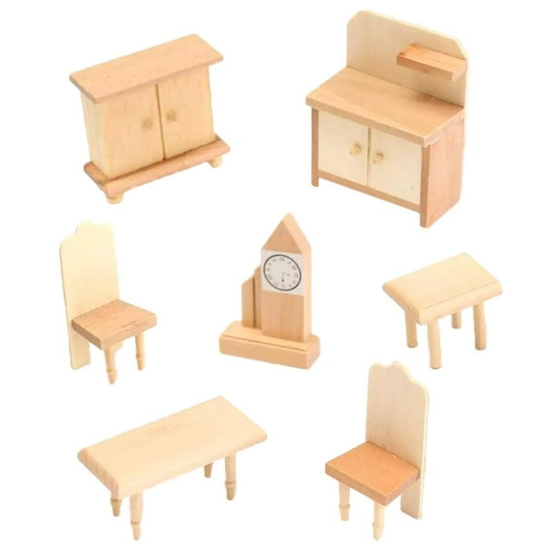 Conjunto de muebles para casa de muñecas, modelo de casa de muñecas, mini miniaturas, comedor, dormitorio Juego de cocina