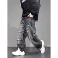 thumbnail image 6 of Reppunk Men's Stylish Distressed Baggy Jeans Vintage Black Holes Men Straight Denim Pants Streetwear Menswear Ripped, 6 of 8
