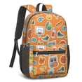 thumbnail image 2 of Basketball and Drink Orange Pattern 17" School Backpacks for Teens,Waterproof Oxford Fabric,S-Shape Padded Straps for School,Travel,Hiking,Camping, 2 of 6