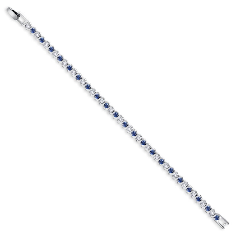 Gem Stone King Simulated Blue Sapphire Tennis Bracelet, 7 Inches photo 2