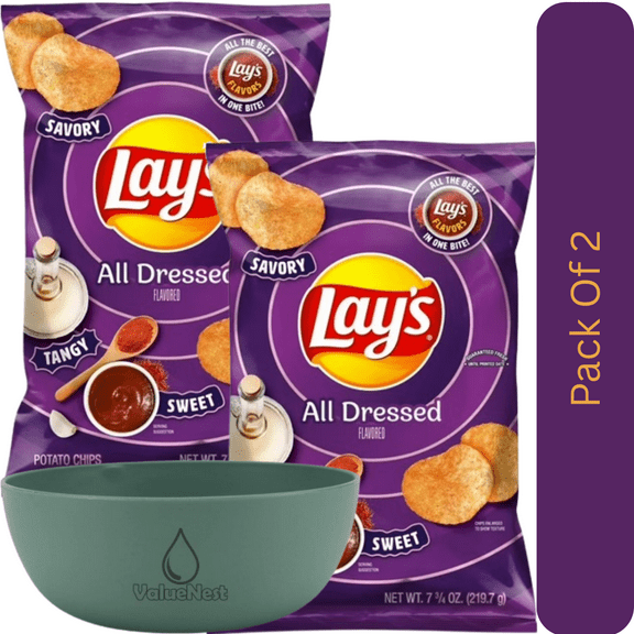 Lay’s All Dressed Potato Chips, 7.75 oz Bag with olive green bowl by ValueNest