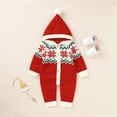 thumbnail image 5 of Generic Breathable Sweaters for Children's Boy Girl Christmas Snow Knitted Sweater Baby Hooded Jumpsuit Romper Cotton Outfits Clothes for Autumn Winter Comfortable Tops (3-6 Months,Red), 5 of 9