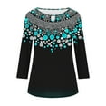 thumbnail image 5 of Save On Floral Tee Shirts for Women Rose-Flower Tunic Tops Keyhole Hollow Out T-Shirts Round Neck 3/4 Sleeve Tops Cottage Causal Blosues Lounge Dressy Work Tunics Teen Girls Clothes, 5 of 6