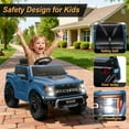 thumbnail image 6 of iYofe Ford Ride on Cars, 12V Ford F150 Raptor Powered Ride on Toys with Remote Control, Electric Car for Kids with Bluetooth/FM/Trunk, 4 Wheelers Truck for Toddlers Boys Girls Ages 3-6, Blue, 6 of 9