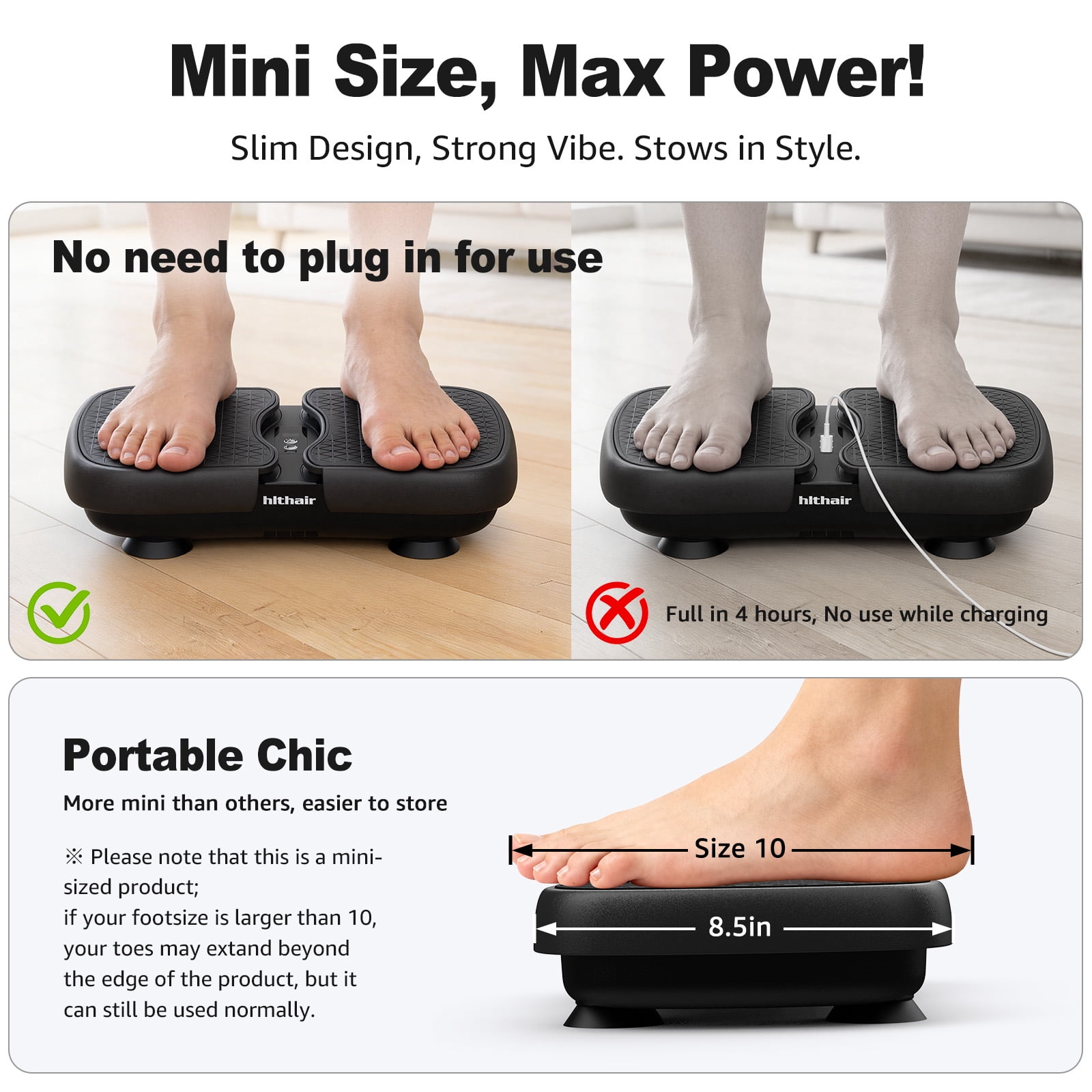 Hlthair Mini Vibration Plate Machine For Lymphatic Drainage, Shake Plate Exercise Machine Fat Burner For Weight Loss, Portable Shaking Whole Body Workout Vibration Platform for Home Gym 1 Piece