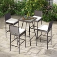thumbnail image 4 of Juego de 2 Taburetes de Mimbre Costway Patio Silla Alta de Bar con Cojín Marco de Metal 50 x 40 x 108 cm, 4 of 9
