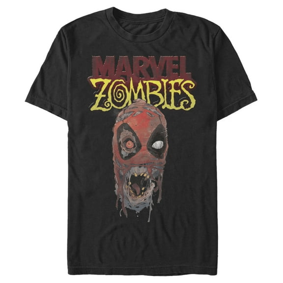 Men's Marvel Zombies Deadpool Face  Graphic Tee Black X Large