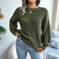 thumbnail image 4 of Suéter de Punto Liso para Mujer, Informal, de Larga Tipo Farol, con Cuello Redondo Verde M, 4 of 10