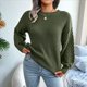 thumbnail image 4 of Suéter de Punto Liso para Mujer, Informal, de Larga Tipo Farol, con Cuello Redondo Verde L, 4 of 10