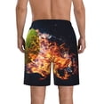 thumbnail image 3 of KLL Tennis Ball In Fire1 Men's Casual Summer Beach Shorts Hawaiian Shorts with Pockets-X-Large, 3 of 5