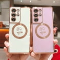 thumbnail image 3 of for Samsung Galaxy S21 Ultra Magnetic Phone Case Compatible with MagSafe Cute Rose Flower Case for Women Luxury Plating Camera Lens Protect Soft Silicone Cover for S21 Ultra 6.8" (Purple), 3 of 11