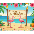 thumbnail image 3 of Tropical Themed Aloha Banner with Flamingos Pineapples and Tiki Decors Hawaiian Party Backdrop Decorations for Luau Events Beach Gatherings and Tropical Photo Props, 3 of 7